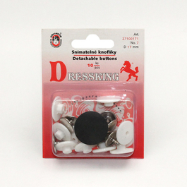 Knoflíky snímatelné montérkové Dressking plast/Fe průměr 17mm (v.17) 10ks/karta
